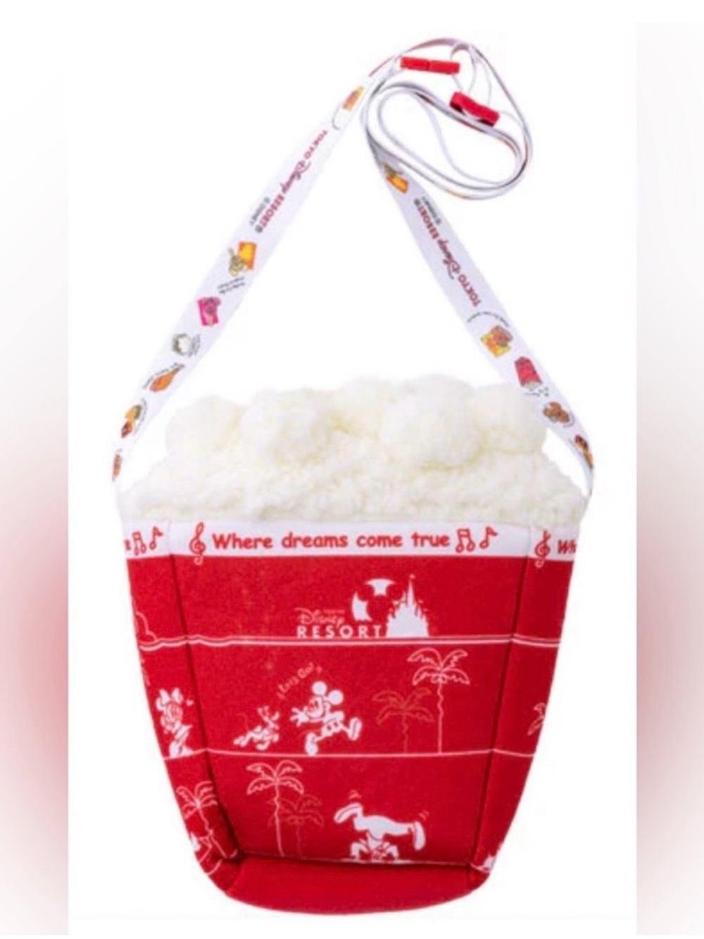 Tokyo Disney Resort Popcorn Bucket Plush Crossbody Bag